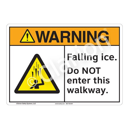Warning Falling Ice Sign (F1278-)|Weather Tuff Plastic 10" X 7" with Corner Mounting Holes|ANSI Signs|Sign for Manufacturing, Medical, Power Stations, Chemical Plant, Fuel Storage, Public Buildings